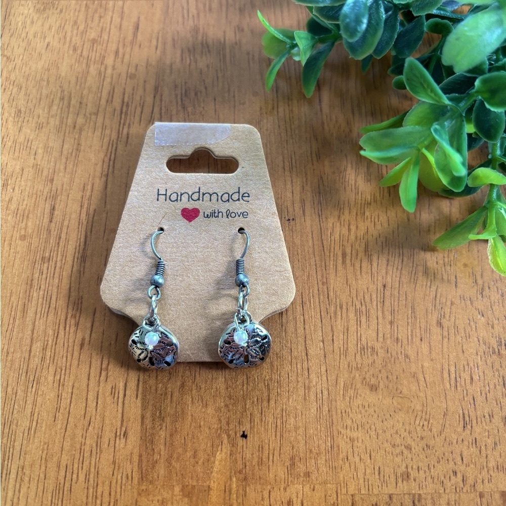 Handmade sand dollar earrings